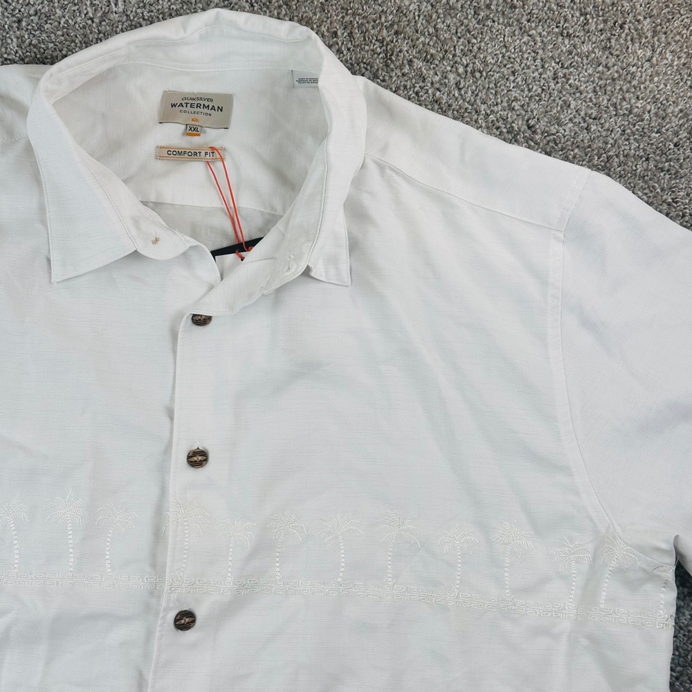 Quiksilver Waterman Shirt Mens XXL Tahiti Palms Jacquard Embroidered Summer NEW